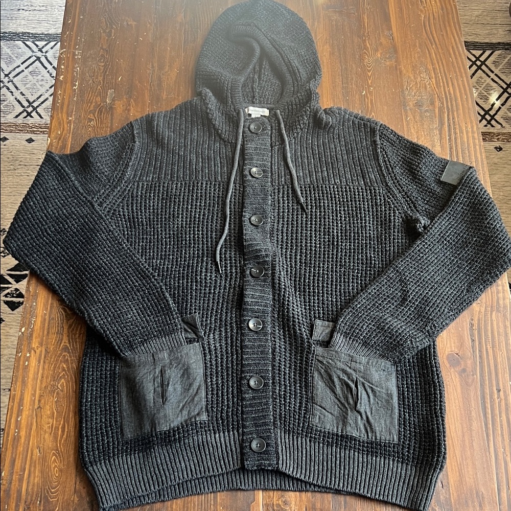 Calvin Klein Black Hooded Cardigan Sweater